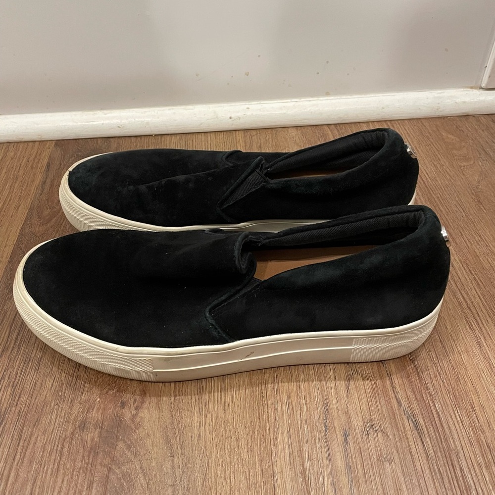 Steve Madden black suede low top slip on sneakers